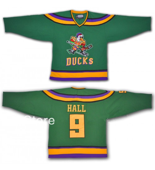 Custom Anaheim Mighty Ducks 9 Jesse Hall Hockey Jersey Movie Green